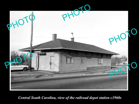 OLD HISTORIC PHOTO OF CENTRAL SOUTH CAROLINA, RAILROAD DEPOT STATION c1960s