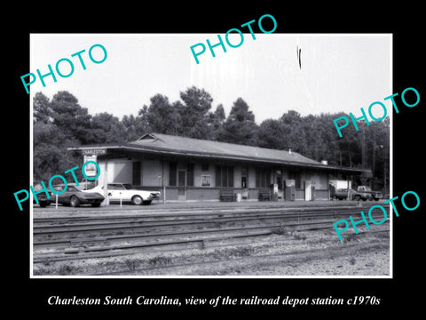 OLD HISTORIC PHOTO OF CHARLESTON SOUTH CAROLINA, RAILROAD DEPOT STATION c1970s