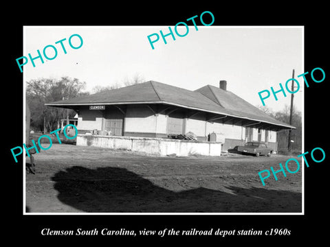 OLD HISTORIC PHOTO OF CLEMSON SOUTH CAROLINA, RAILROAD DEPOT STATION c1960s