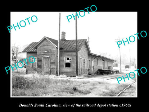 OLD HISTORIC PHOTO OF DONALDS SOUTH CAROLINA, RAILROAD DEPOT STATION c1960s