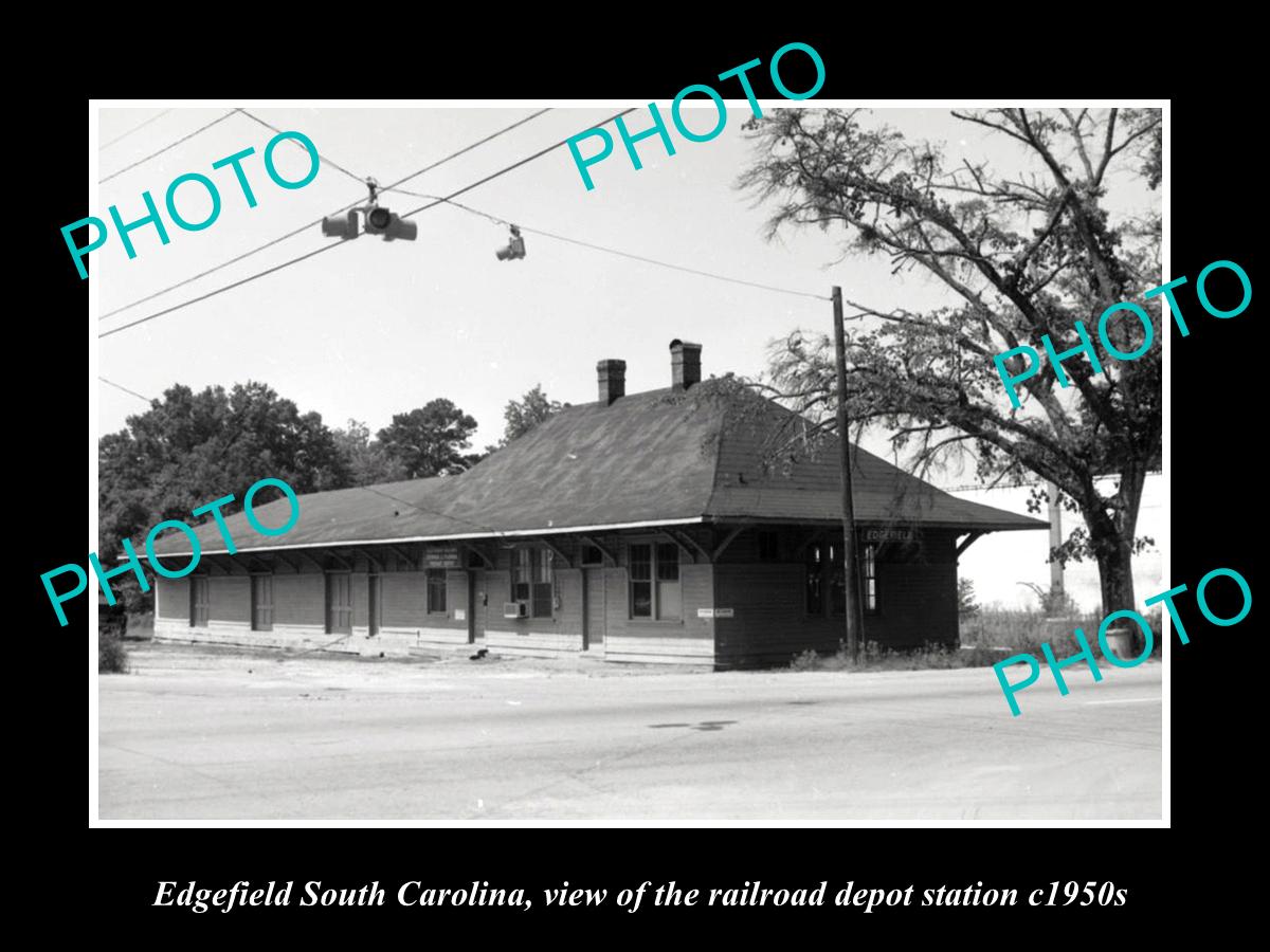 OLD HISTORIC PHOTO OF EDGEFIELD SOUTH CAROLINA, RAILROAD DEPOT STATION c1950s