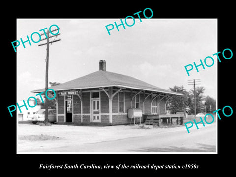 OLD HISTORIC PHOTO OF FAIRFOREST SOUTH CAROLINA, RAILROAD DEPOT STATION c1950s