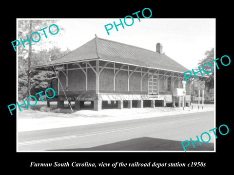 OLD HISTORIC PHOTO OF FURMAN SOUTH CAROLINA, RAILROAD DEPOT STATION c1950s