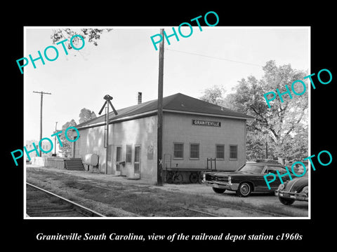 OLD HISTORIC PHOTO OF GRANITEVILLE SOUTH CAROLINA, RAILROAD DEPOT STATION c1960s