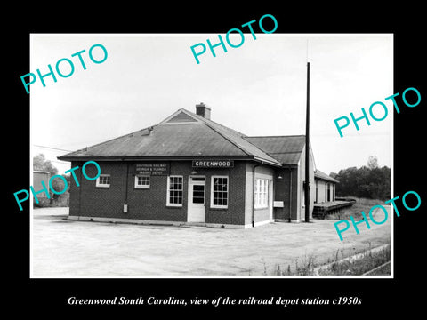 OLD HISTORIC PHOTO OF GREENWOOD SOUTH CAROLINA, RAILROAD DEPOT STATION c1950s