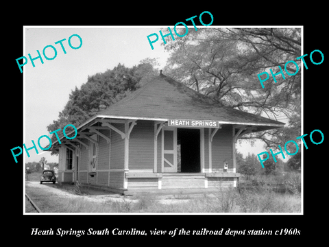 OLD HISTORIC PHOTO OF HEATH SPRINGS SOUTH CAROLINA, RAILROAD DEPOT STATION 1960