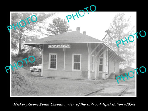 OLD HISTORIC PHOTO OF HICKORY GROVE SOUTH CAROLINA, RAILROAD DEPOT STATION c1950