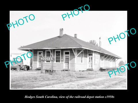 OLD HISTORIC PHOTO OF HODGES SOUTH CAROLINA, RAILROAD DEPOT STATION c1950s