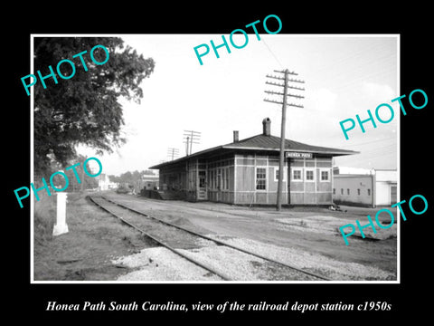 OLD HISTORIC PHOTO OF HONEA PATH SOUTH CAROLINA, RAILROAD DEPOT STATION c1950s