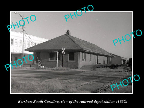 OLD HISTORIC PHOTO OF KERSHAW SOUTH CAROLINA, RAILROAD DEPOT STATION c1950s