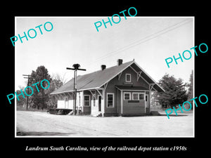 OLD HISTORIC PHOTO OF LANDRUM SOUTH CAROLINA, RAILROAD DEPOT STATION c1950s