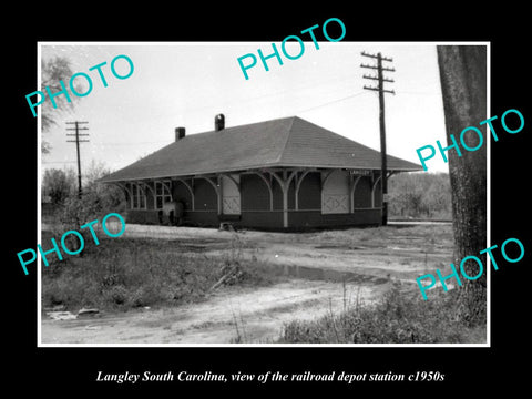 OLD HISTORIC PHOTO OF LANGLEY SOUTH CAROLINA, RAILROAD DEPOT STATION c1950s