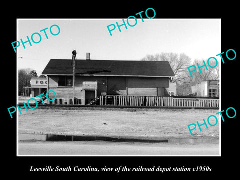 OLD HISTORIC PHOTO OF LEESVILLE SOUTH CAROLINA, RAILROAD DEPOT STATION c1950s