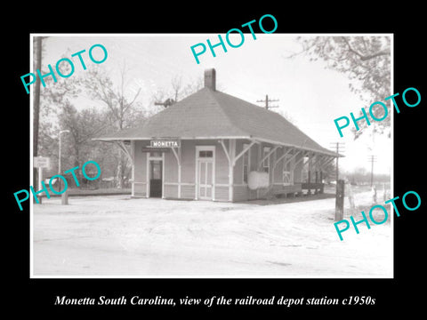 OLD HISTORIC PHOTO OF MONETTA SOUTH CAROLINA, RAILROAD DEPOT STATION c1950s