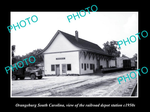 OLD HISTORIC PHOTO OF ORANGEBURG SOUTH CAROLINA, RAILROAD DEPOT STATION c1950s