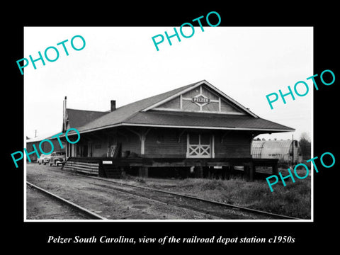 OLD HISTORIC PHOTO OF PELZER SOUTH CAROLINA, RAILROAD DEPOT STATION c1950s