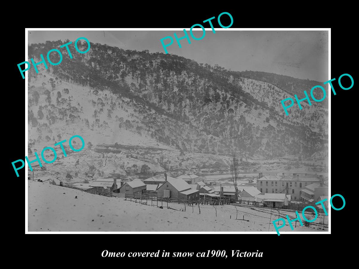 OLD LARGE HISTORIC PHOTO OF OMEO VICTORIA, TOWN COVERED IN SWON c1900 1