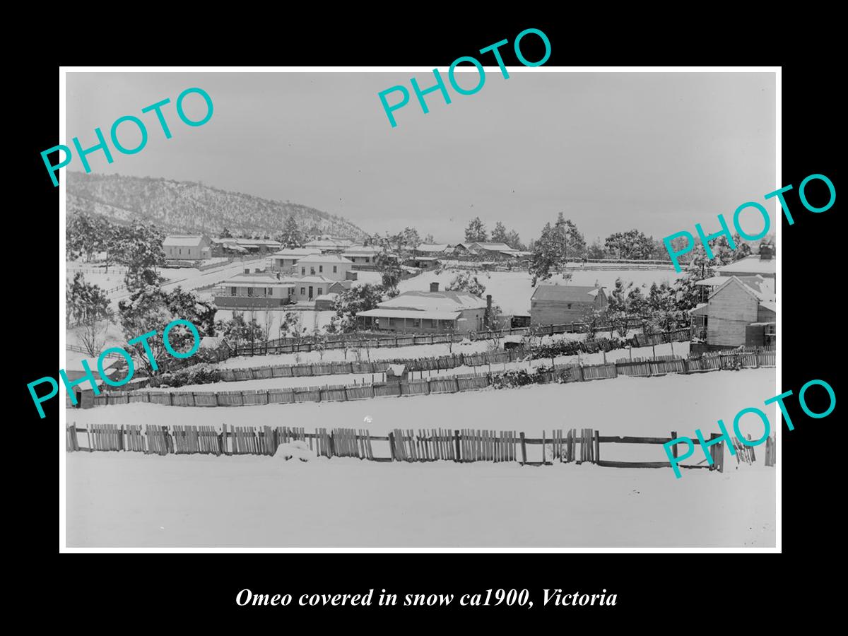 OLD LARGE HISTORIC PHOTO OF OMEO VICTORIA, TOWN COVERED IN SWON c1900 2