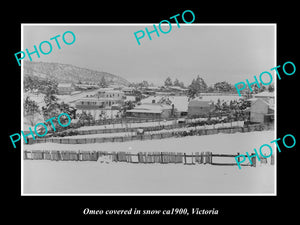 OLD LARGE HISTORIC PHOTO OF OMEO VICTORIA, TOWN COVERED IN SWON c1900 2