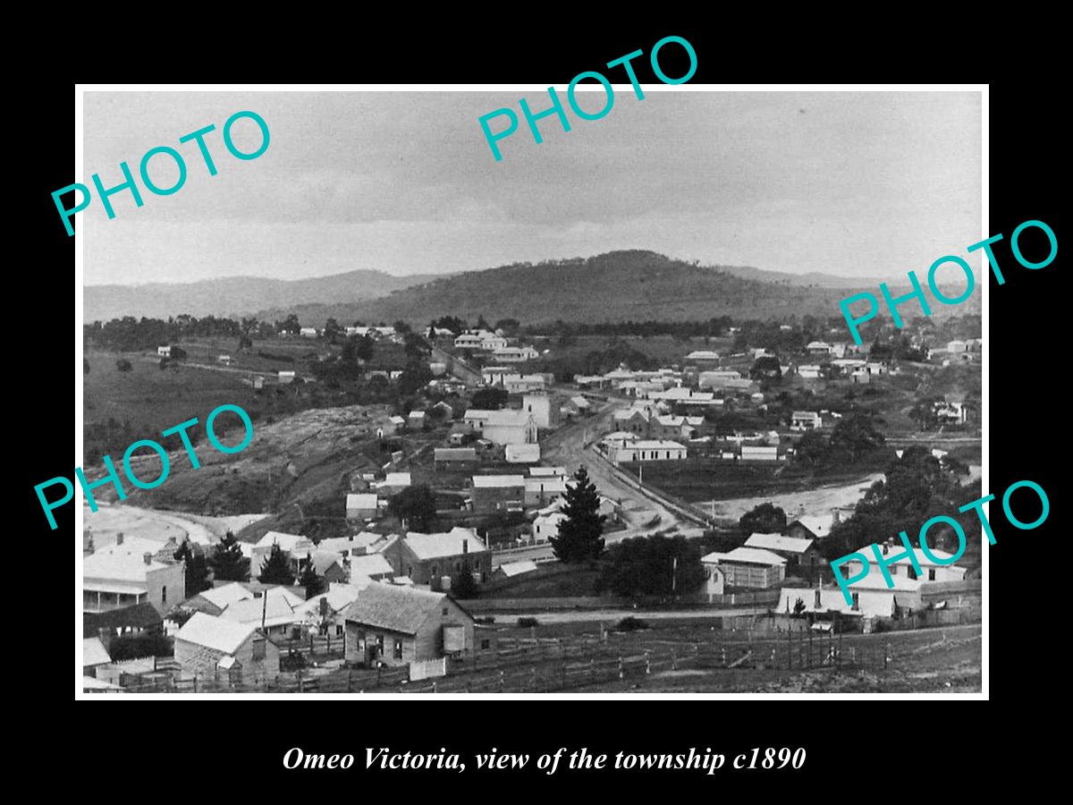 OLD LARGE HISTORIC PHOTO OF OMEO VICTORIA, VIEW OF THE TOWNSHIP c1890