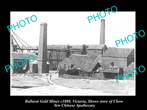 OLD LARGE HISTORIC PHOTO OF BALLARAT VICTORIA, GOLD MINES & CHINESE STORE c1880