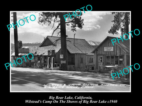 OLD LARGE HISTORIC PHOTO OF BIG BEAR LAKE CALIFORNIA, VIEW OF WILSTEAD CAMP 1940