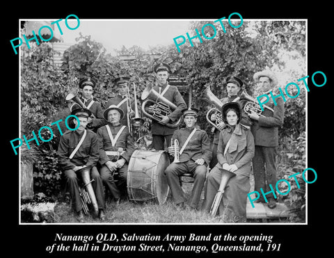 OLD LARGE HISTORIC PHOTO OF NANANGO QLD, SALVATION ARMY BAND c1910