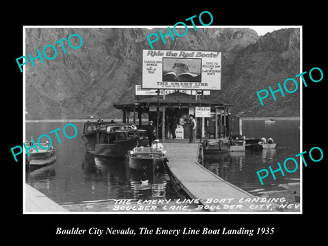 OLD LARGE HISTORIC PHOTO OF BOULDER CITY NEVADA, BOULDER LAKE BOAT LANDING 1935