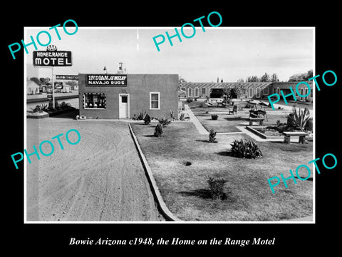 OLD LARGE HISTORIC PHOTO OF BOWIE ARIZONA, THE HOME ON THE RANGE MOTEL c1948