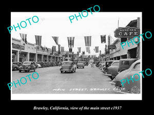 OLD LARGE HISTORIC PHOTO OF BRAWLEY CALIFORNIA, VIEW OF THE MAIN STREET c1937