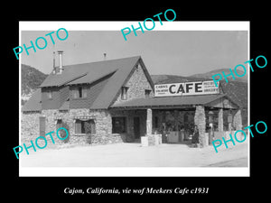 OLD LARGE HISTORIC PHOTO OF CAJON CALIFORNIA, VIEW OF MEEKERS CAFE c1931