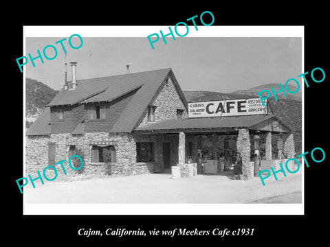 OLD LARGE HISTORIC PHOTO OF CAJON CALIFORNIA, VIEW OF MEEKERS CAFE c1931