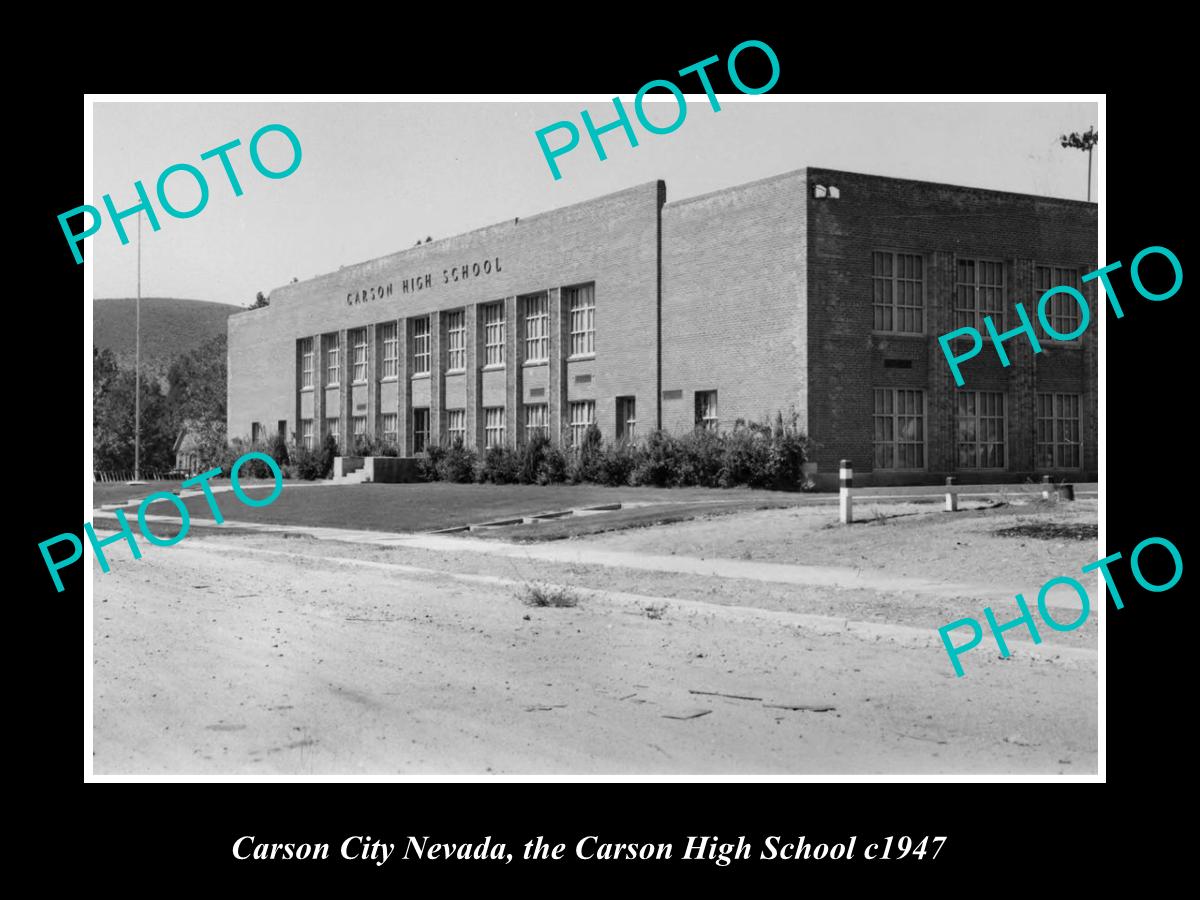 OLD LARGE HISTORIC PHOTO OF CARSON CITY NEVADA, THE CARSON HIGH SCHOOL c1947