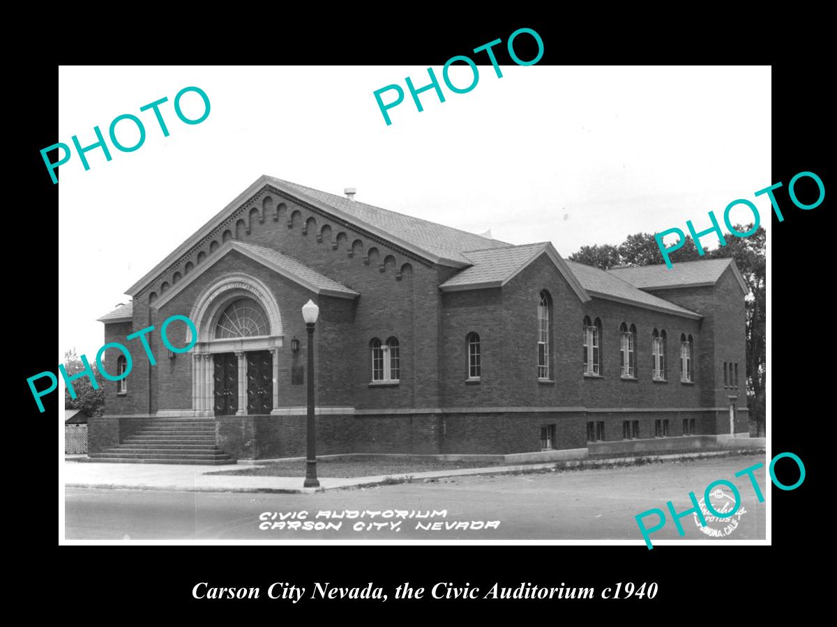 OLD LARGE HISTORIC PHOTO OF CARSON CITY NEVADA, THE CIVIC AUDITORIUM c1940