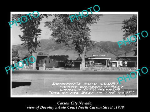 OLD LARGE HISTORIC PHOTO OF CARSON CITY NEVADA, VIEW OF DOROTHYS AUTO COURT 1939