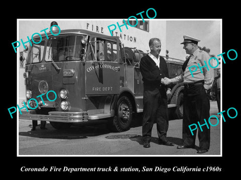 OLD LARGE HISTORIC PHOTO OF SAN DIEGO CALIFORNIA, THE CORONADO FIRE STATION 1960