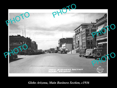 OLD LARGE HISTORIC PHOTO OF GLOBE ARIZONA, VIEW OF THE MAIN STREET c1936