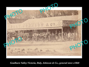 OLD LARGE HISTORIC PHOTO OF GOULBURN VALLEY VICTORIA, JOHNSON GENERAL STORE 1860