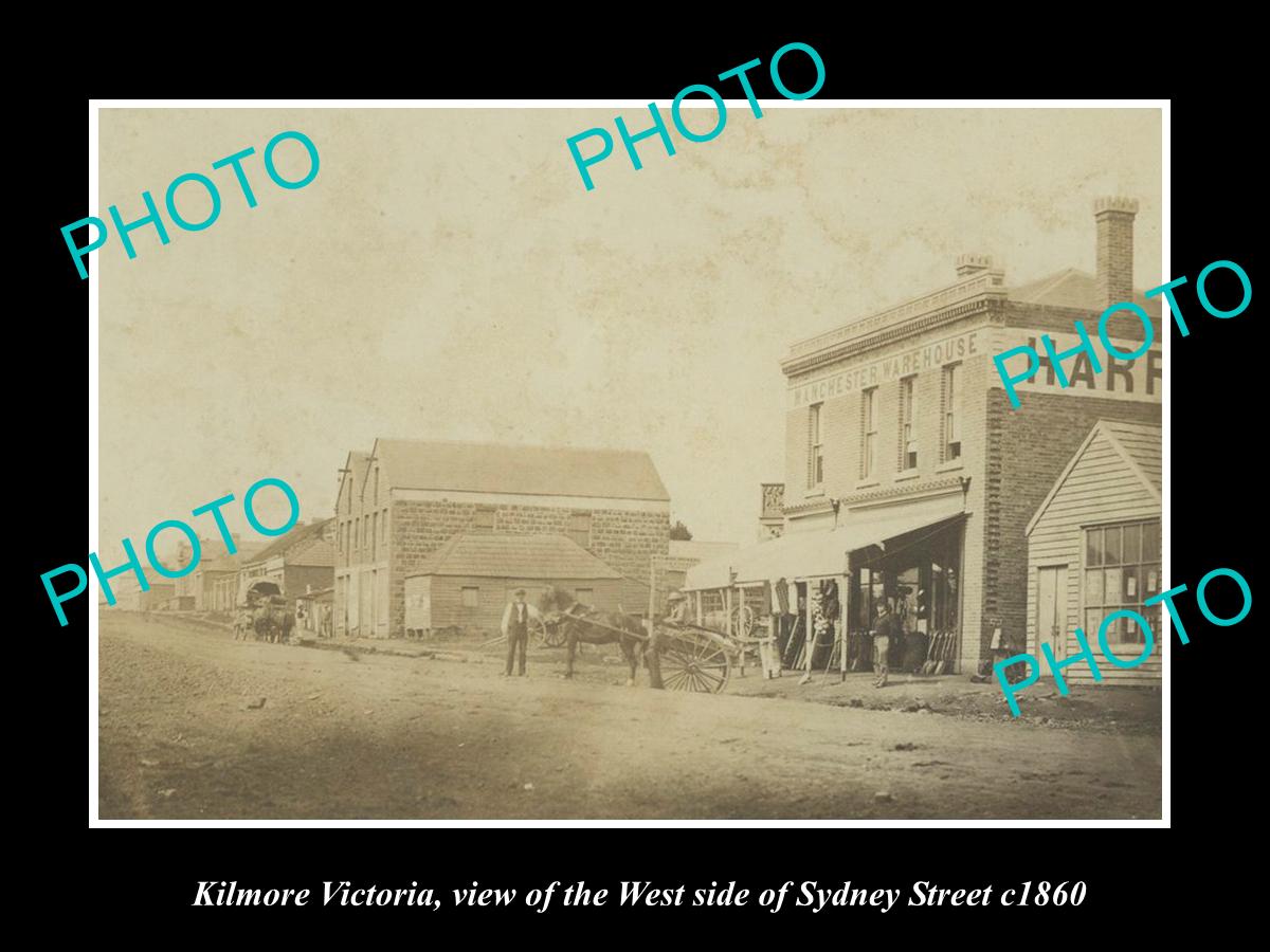 OLD LARGE HISTORIC PHOTO OF KILMORE VICTORIA, VIEW OF SYDNEY STREET c1860