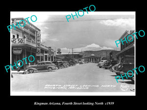 OLD LARGE HISTORIC PHOTO OF KINGMAN ARIZONA, VIEW OF FOURTH STREET c1939