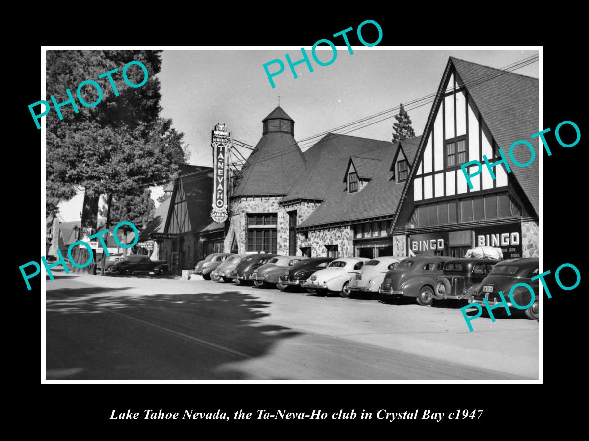 OLD LARGE HISTORIC PHOTO OF LAKE TAHOE NEVADA, TA NEVA HO CLUB CRYSTAL BAY 1947