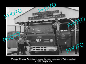 OLD LARGE HISTORIC PHOTO OF ORANGE COUNTY FIRE DEPARTMENT, c1970 CALIFORNIA