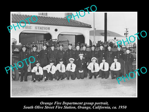 OLD LARGE HISTORIC PHOTO OF ORANGE COUNTY FIRE DEPARTMENT, c1950 CALIFORNIA