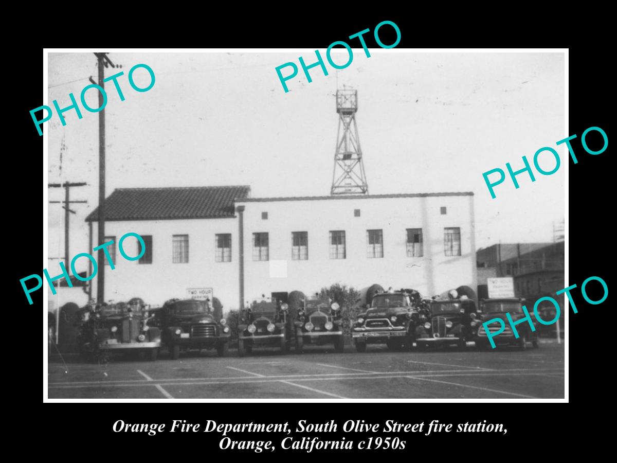 OLD LARGE HISTORIC PHOTO OF ORANGE COUNTY FIRE DEPARTMENT, c1950 CALIFORNIA 1