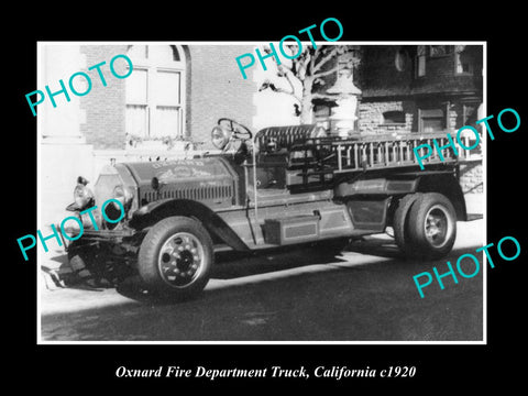 OLD LARGE HISTORIC PHOTO OF THE OXNARD FIRE DEPARTMENT TRUCK, c1920 CALIFORNIA