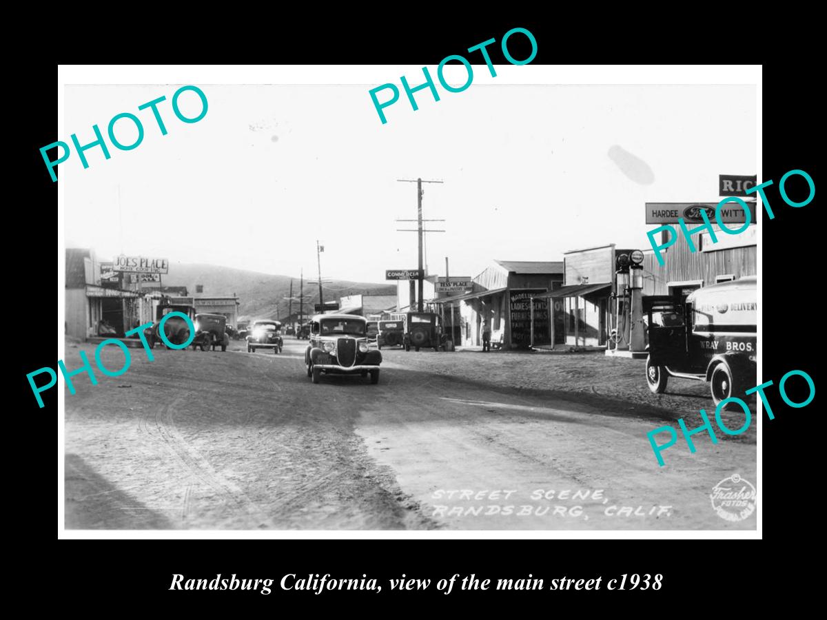 OLD LARGE HISTORIC PHOTO OF RANDSBURG CALIFORNIA, VIEW OF THE MAIN STREET c1938