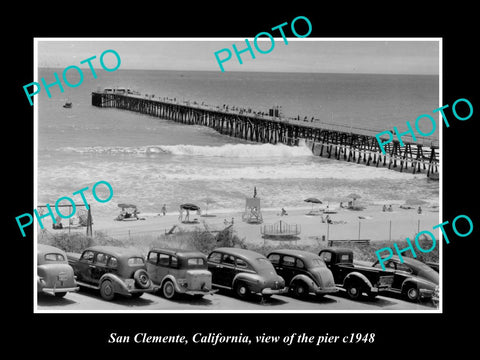 OLD LARGE HISTORIC PHOTO OF SAN CLEMENTE CALIFORNIA, VIEW OF THE PIER c1948