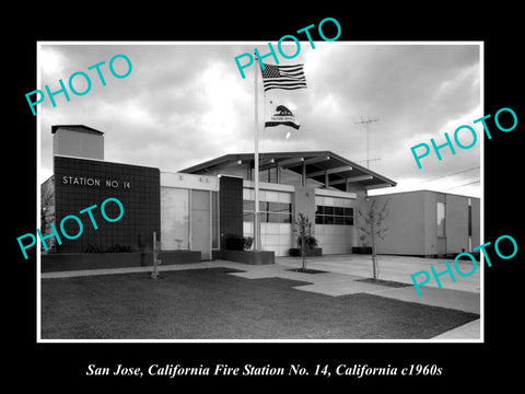 OLD LARGE HISTORIC PHOTO OF SAN JOSE CALIFORNIA, FIRE DEPARTMENT STATION c1960 2