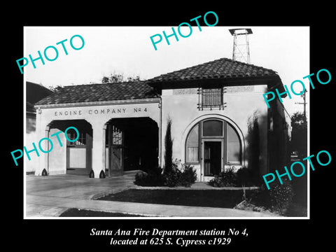 OLD LARGE HISTORIC PHOTO OF SANTA ANA CALIFORNIA, FIRE DEPARTMENT STATION 1929