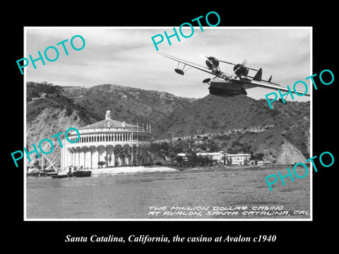 OLD LARGE HISTORIC PHOTO OF SANTA CATALINA CALIFORNIA, THE AVALON CASINO c1940